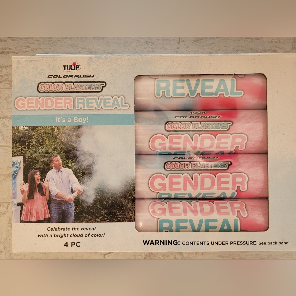 NEW - Tulip ColorRush Powder Canon Baby Gender Reveal 4 PACK  - It's a BOY!